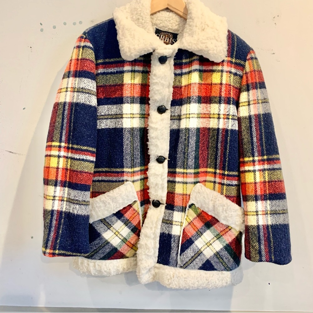 Grais Sherpa lined plaid coat VINTAGE -“yellowjackets-ish” - Picture 1 of 12